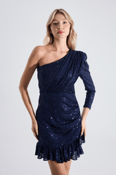 Cindy | Sequined One-Sleeve Mini Slim Evening Dress